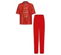 ranrann Boys Kung Fu Uniform Traditional Chinese Embroidered Tai Chi Wing Chun Martial Arts Set Outfit Red-C 9-10 Years