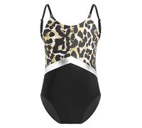 ranrann Kids Girls Leopard Print Open Back Camisole Leotard for Ballet Dance Gymnastics Leotards Brown Leopard 11-12 Years