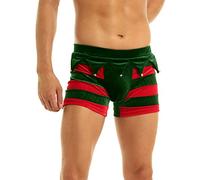 ranrann Men's Flannel Christmas Boxer Shorts Santa Claus Cosplay Costume Trunks Bottoms Red&Green M