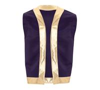 ranrann Mens Halloween Arabian Prince Knight Warriors Costume Metallic Open Front Vest Waistcoat Jacket Purple XL