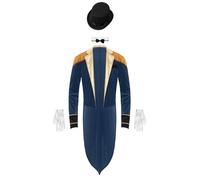 ranrann Mens Ringmaster Circus Costume Long Sleeve Tailcoat Jacket Magician Show Cosplay Outfit