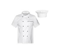 ranrann Unisex Chef Jacket Chef Shirt with Hat Set Chef Top Uniform for Restaurant Kitchen White 3XL