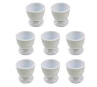 RANRAO 8pc Porcelain Egg Cups Set, White Egg Cup Holder Hard Soft Boiled Eggs Holders Cups Kitchen Breakfast