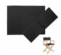 RANRAO Black Solid Canvas Chair Seat & Back Replacement Kit, Washable, Foldable, Easy to Install, Adult, Unisex, Camping, Outdoor & Indoor, Polyester, 53x20cm (seat), 53x41cm (backrest)