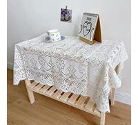 RANRAO Lace Tablecloth, White Vintage Lace Coffee Table Tablecloth, Dust-proof Table Cover TV Cabinet Household for Dinning Picnic Tabletop Decoration