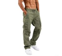 RANRAO Men's Relaxed Cargo Sweatpants with Pockets Drawstring | for Relaxed hip thigh fit, two cargo pockets, closure, adjustable drawstring waist, solid color design