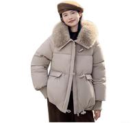 RANRAO Polyester Spandex Women's Winter Jacket Big Hair Collar Parka | 95% polyester 5% spandex, durable fabric, soft touch, black brown white options, easy care