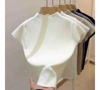 RANRAO Women Half High Collar T-Shirt for Slim Fit Knit for top Women Half | 70% polyester 30% spandex blend, stretchy knit fabric, for soft hand feel, durable construction, easy care