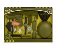 RANRHA 12-Piece Military Pretend Play Set for Kids - Army Role Play Toy Kit with Toy Guns, Helmet, Mask, Knife, Grenade, Walkie-Talkie, Dog Tags & Accessories - Safe Plastic, Perfect for Ages 3+