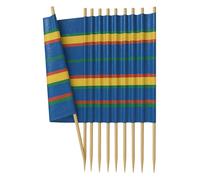 RANRHA 4 5 6 8 10 POLE WOODEN WINDBREAK FOR BEACH, CAMPING & GARDEN - MULTICOLOR STRIPED PRIVACY SCREEN FOR WIND & SUN PROTECTION (5Poles(Width: 2.87m Height: 90cm))