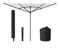 RANRHA 4 Arm Rotary Washing Line with Peg Bag - Heavy Duty Outdoor Clothes Airer for Garden - Folding Design with Strong Wire Lines (60 Meter)