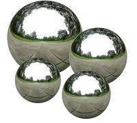 RANRHA 4-Piece Stainless Steel Gazing Ball Set - Mirror Polished Garden Spheres - Garden Decor for Lawn, Patio & Outdoor - Weatherproof & Rustproof - 8",6",4",4"
