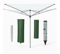 RANRHA 60M Heavy Duty Rotary Clothesline - 240cm Drying Space, 360° Rotating Outdoor Laundry Airer with Ground Spike & Cover - Foldable, Weather-Resistant, Easy Installation