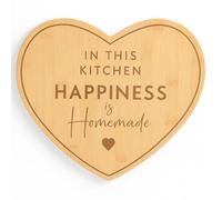 RANRHA Bamboo Heart Cutting Board - Engraved “in This Kitchen Happiness is Homemade” Design, Eco-Friendly Serving Board, Kitchen Wall Décor & Gift