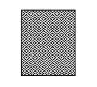 RANRHA Black and White Outdoor Indoor Rug 180 x 120 cm - Reversible Waterproof Plastic Area Rug with Geometric Diamond Pattern - UV Resistant, Easy to Clean for Patio, Garden, Balcony, or Living Room