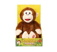 RANRHA Funny Face Monkey Plush Toy - Interactive Cheeky Chimp with Funny Expressions & “Try Me” Button - Soft Cuddly Stuffed Animal for Kids 24 Months+