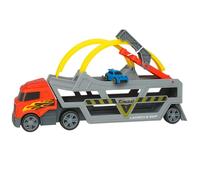 RANRHA Launch & Loop Transporter Playset - 14-Car Storage Carrier Truck with Adjustable Jump, Big Loop, and Launcher - Includes 1 Die-Cast Car - Kids Toy Vehicle Track Set