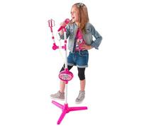 RANRHA Love 2 Sing Karaoke Microphone for Kids Age 6+ - Adjustable Mic Stand up to 110cm, Built-in Speaker, Flashing Lights, Phone Holder - Fun Toy for Girls