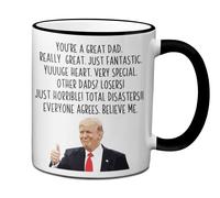 Ransalex Funny Trump Dad Coffee Mug President Donald Trump Themed Gag Gift for Dad Father's Day Novelty Cup (11oz, black handle/rim)