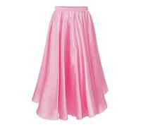 Ranshee Kids Girls Long Full Circle Ballroom Skirts Spanish Flamenco Belly Cha Cha Latin Rumba Samba Dance Maxi Skirts Pink 7-8 Years