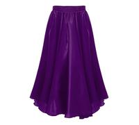 Ranshee Kids Girls Long Full Circle Ballroom Skirts Spanish Flamenco Belly Cha Cha Latin Rumba Samba Dance Maxi Skirts Purple 11-12 Years