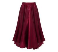 Ranshee Kids Girls Long Full Circle Ballroom Skirts Spanish Flamenco Belly Cha Cha Latin Rumba Samba Dance Maxi Skirts Burgundy 11-12 Years