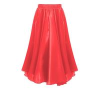 Ranshee Kids Girls Long Full Circle Ballroom Skirts Spanish Flamenco Belly Cha Cha Latin Rumba Samba Dance Maxi Skirts Red 7-8 Years