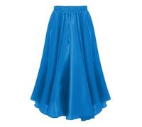 Ranshee Kids Girls Long Full Circle Ballroom Skirts Spanish Flamenco Belly Cha Cha Latin Rumba Samba Dance Maxi Skirts Sky Blue 7-8 Years