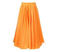 Ranshee Kids Girls Long Full Circle Ballroom Skirts Spanish Flamenco Belly Cha Cha Latin Rumba Samba Dance Maxi Skirts Yellow 11-12 Years