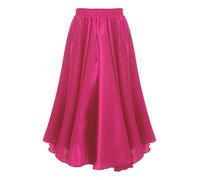 Ranshee Kids Girls Long Full Circle Ballroom Skirts Spanish Flamenco Belly Cha Cha Latin Rumba Samba Dance Maxi Skirts Hot Pink 7-8 Years
