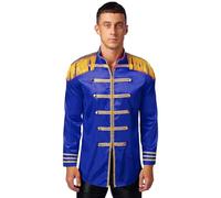 Ranshee Men's SGT Sergeant Pepper Costume Marching Band Rock 60s Satin Medieval Hippy Jacket Royal Blue L