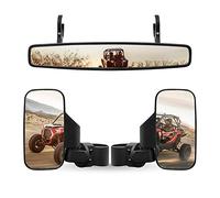 RANSOTO UTV Offroad Side Rear View Mirror And Center View Mirror With 1.75" to 2" Roll Bar Cage Mount Compatible with Polaris RZR Can-Am Maverick Commander Yamaha Rhino Honda Pioneer Kawasaki Teryx