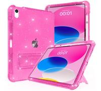 Rantice Case for iPad A16 11-inch 11th Generation, iPad 10th Generation Case 10.9 Inch, Pencil Holder & Kickstand - Slim, Glittery and Shockproof Bumper for Women and Girls, Rosered Glitter