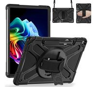 Rantice Case for Microsoft Surface Pro 12 inch (2025), Heavy Rugged Shockproof Drop Protection Case with 360 Rotating Stand & Hand Strap & Shoulder Strap, Compatible with Type Cover Keyboard (Black)