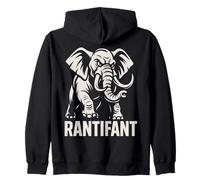 Rantifant Angry Elephant Meme Sarcastic Mood Zip Hoodie
