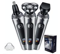 Rantizon 3-in-1 Electric Shaver for Men, Beard Nose & Sideburn Trimmer, Waterproof Electric Razor with Turbo LED Display, Wired & Wireless Charging - Valentine’s Day Gift for Him