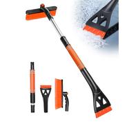 Rantizon 3 in 1 Extendable Ice Scraper Snow Brush New version 32" Detachable 360° Pivoting SCRATCH-FREE Snow Removal Tool with Ergonomic Foam Grip Sturdy Snow Scraper for Car SUV Trucks Orange&Black