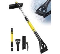 Rantizon 3 in 1 Extendable Ice Scraper Snow Brush, New version 32" Detachable 360° Pivoting SCRATCH-FREE Snow Removal Tool with Ergonomic Foam Grip Sturdy Snow Scraper for Car SUV Trucks