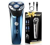 Rantizon Electric Razor for Men, Professional Wet & Dry Electric Rotary Shavers for Men USB Rechargeable IPX7 Waterproof with Pop-up Trimmer Cordless Men's 4D Rotary Electric Razor (Gradient Blue)