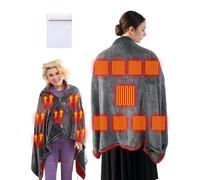 Rantizon Electric USB Heated Shawl Blanket with Zipper 9 Heating Zones Super Large Thick Flannel Fast Heating 3 Temp Levels for Home Office Cozy Warmth for Working Sofa Bed