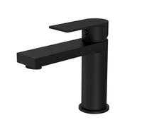 Ranton Contemporary Square Mono Basin Mixer Tap & Push Button Waste - Matt Black - Balterley