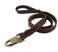 Rantow Super Strong Leather Pet Trainning Leads for Medium Dogs or Large Dogs 1 Inch Wide and 3ft, 4ft and 5ft Long Handmade Brown Leather Dog Leash