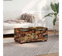 Rantry Antique-Style Solid Reclaimed Wood Coffee Table with Storage Compartments & Drawer, Handmade, 80x40x35 cm, Unique Vintage Design