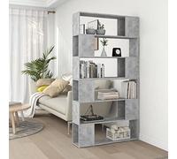 Rantry Book Cabinet Room Divider Concrete Grey 100x24x188 cm, Bookshelf Storage Rack, Standing Display Storage Rack Shelf Shelving Unit for Living Room Home Office Furniture Bookcase