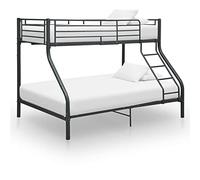 Rantry Bunk Bed Frame Black Metal 140x200 cm/90x200 cm, Bedstead Platform Bed for Adults and Teenagers, Bedroom Dorm Guest Room Furniture Bed Frame Bed Base Beds & Bed Frames