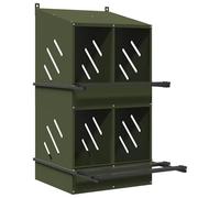 Rantry Chicken Nesting Box, 4 Compartments Olive Green Metal Portable Indoor Outdoor for Hens, Small Animals Model ZSSLW-UK864353UK