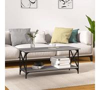 Rantry Coffee Table Grey Sonoma 100x45x45 cm Engineered Wood and Iron Side Table, End Table Couch Tea Accent Sofa Table for Living Room, Guest Reception Room, Bedroom and Office