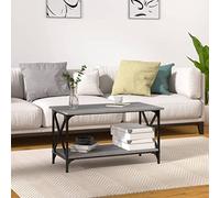 Rantry Coffee Table Grey Sonoma 80x45x45 cm Engineered Wood and Iron Side Table, End Table Couch Tea Accent Sofa Table for Living Room, Guest Reception Room, Bedroom and Office