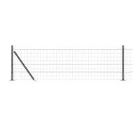 Rantry Fence with Posts Grey 0.4 x 25 m Steel Outdoor Courtyard Lawn Flower Bed Boundary Garden Metal Fence ZSSLW-UK3350974UK