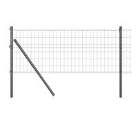 Rantry Fence with Posts Grey 0.6 x 10 m Steel Outdoor Courtyard Lawn Flower Bed Boundary Garden Metal Fence ZSSLW-UK3350378UK